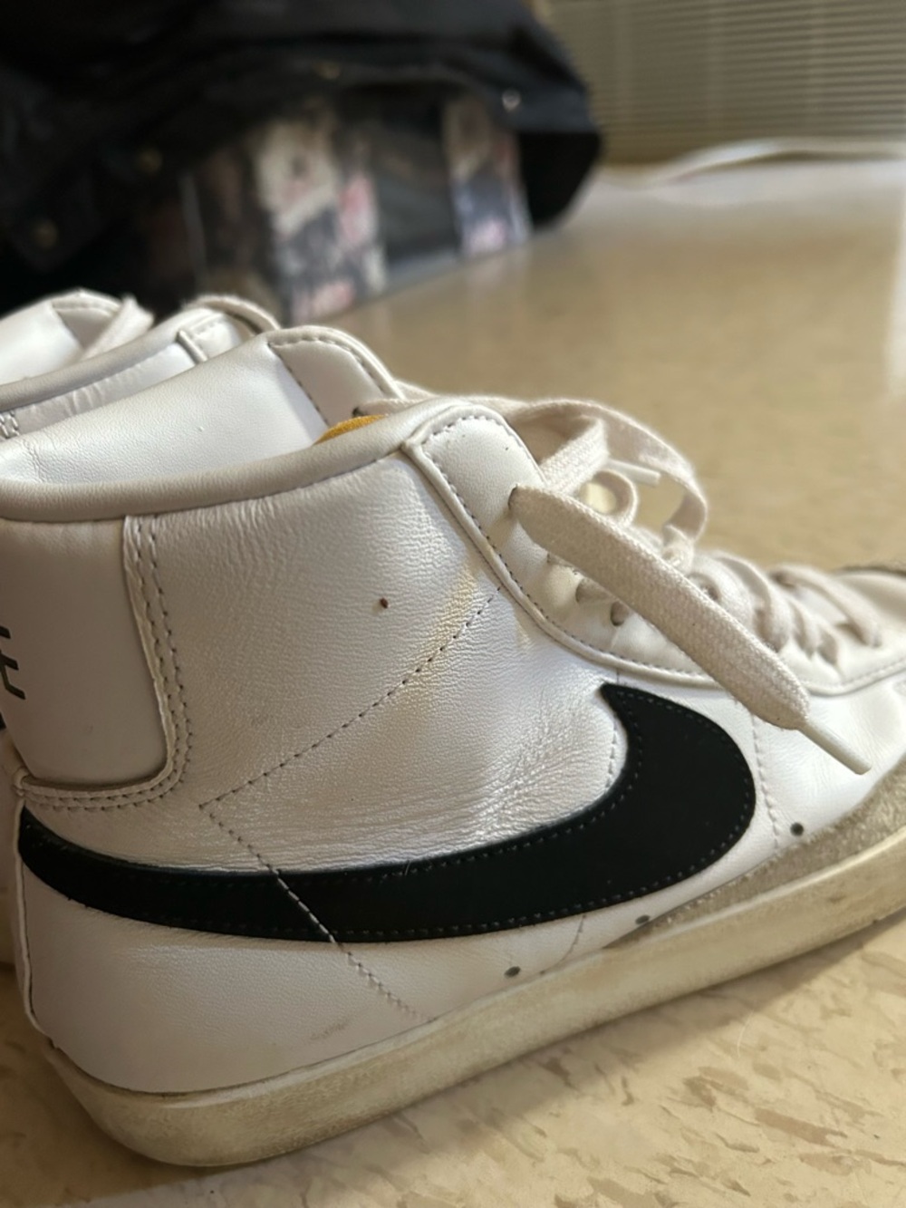 Nike White and Black High-Top Sneakers